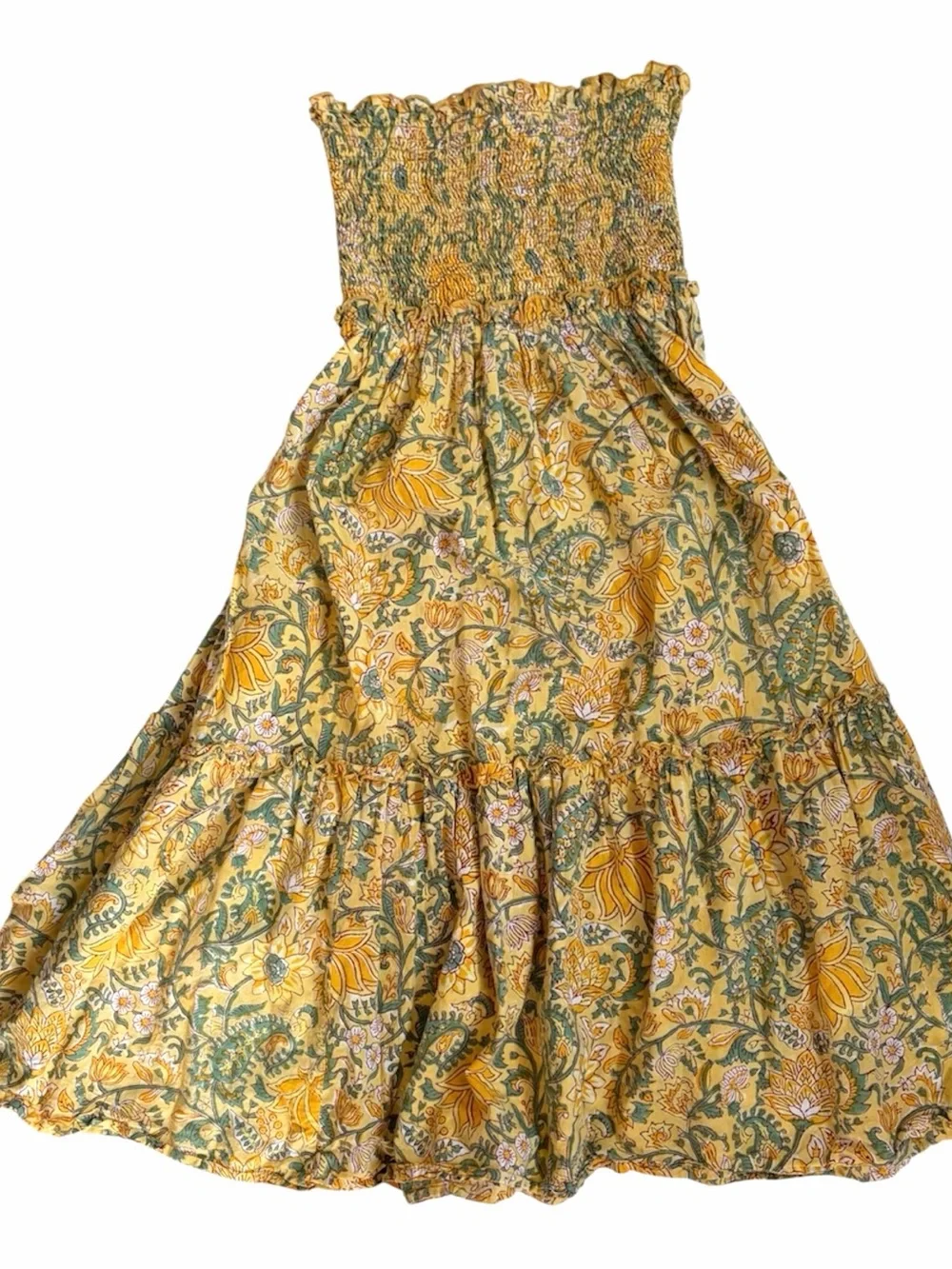 Anna Cate Tuckernuck Yellow Ella Skirt Strapless Midi Dress XS